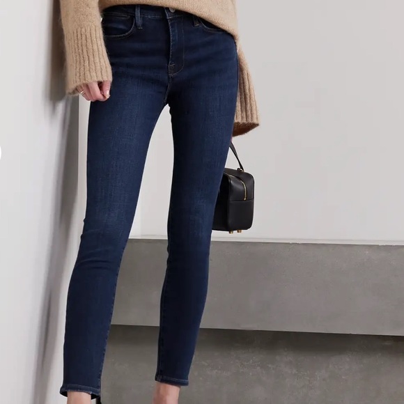 $240 FRAME 27 Le High Skinny High-rise Jeans Dark-blue Faded - Picture 3 of 5